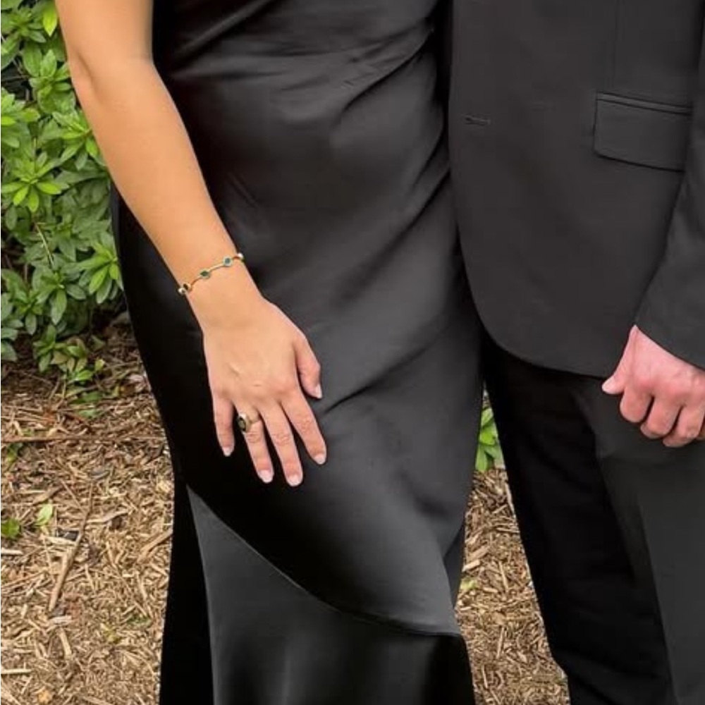 Elegant Black Satin Evening Dress